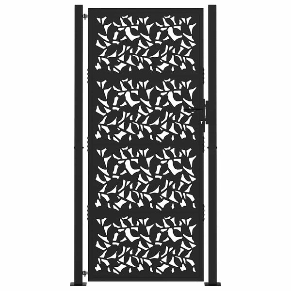 Schwarzes Gartentor 100x200 cm Stahlblatt-Design