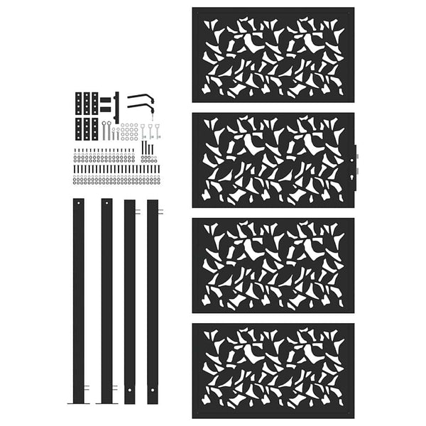 Schwarzes Gartentor 100x200 cm Stahlblatt-Design