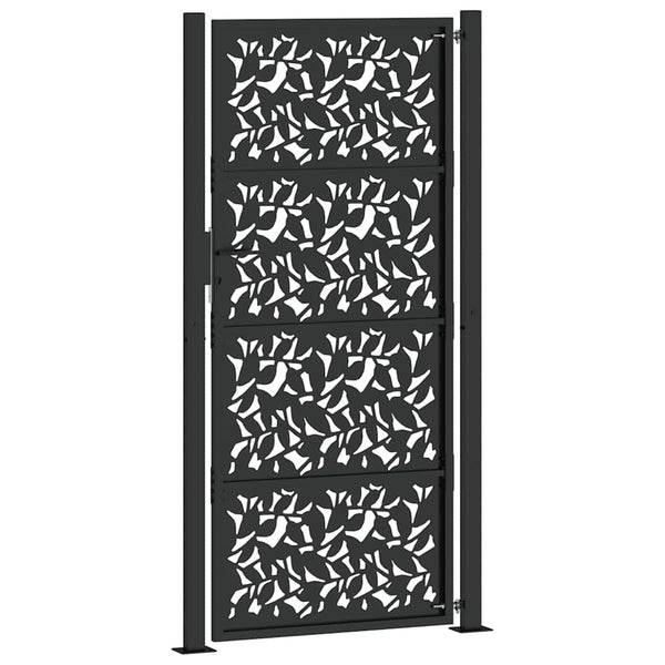 Schwarzes Gartentor 100x200 cm Stahlblatt-Design