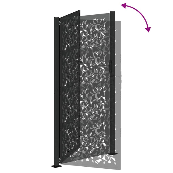 Schwarzes Gartentor 100x200 cm Stahlblatt-Design