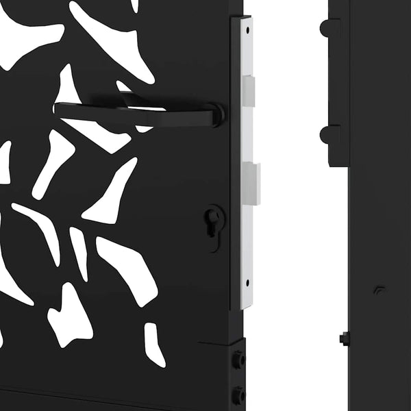 Schwarzes Gartentor 100x200 cm Stahlblatt-Design
