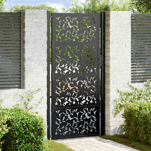Schwarzes Gartentor 100x200 cm Stahlblatt-Design