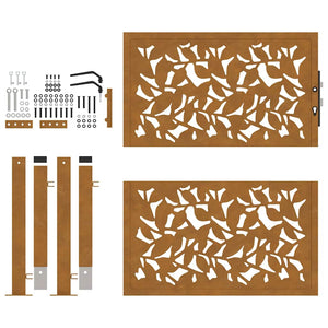 Gartentor 100x100 cm Stahl Blattdesign