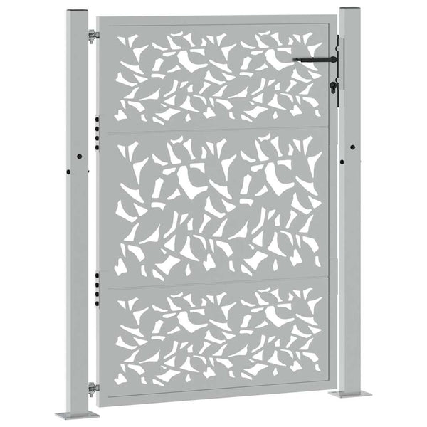 Gartentor 100x125 cm Verwitterungsstahl Blattdesign