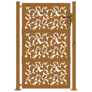 Gartentor 100x125 cm Verwitterungsstahl Blattdesign