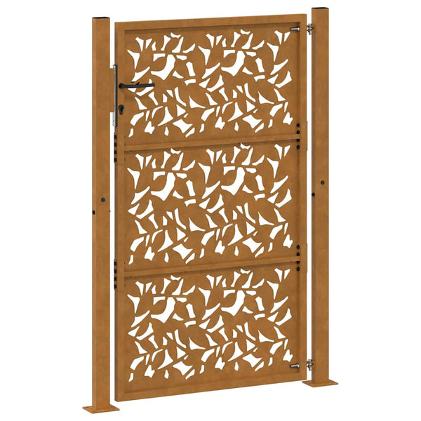 Gartentor 100x125 cm Verwitterungsstahl Blattdesign