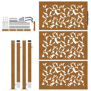 Gartentor 100x150 cm Stahl Blattdesign