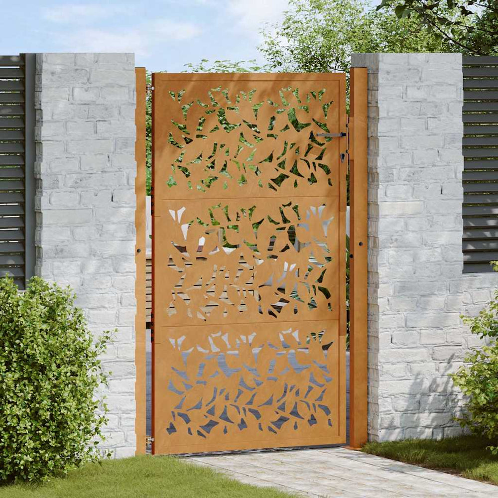 Gartentor 100x150 cm Stahl Blattdesign