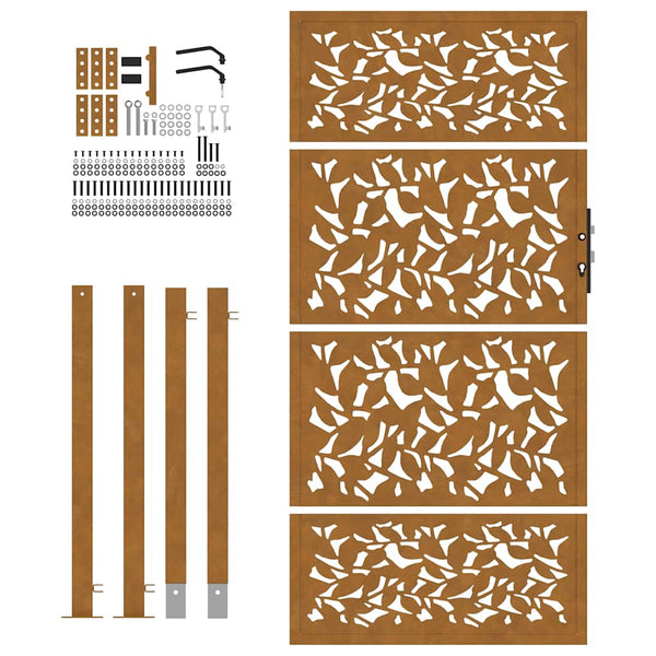 Gartentor 100x175 cm Stahl Blattdesign