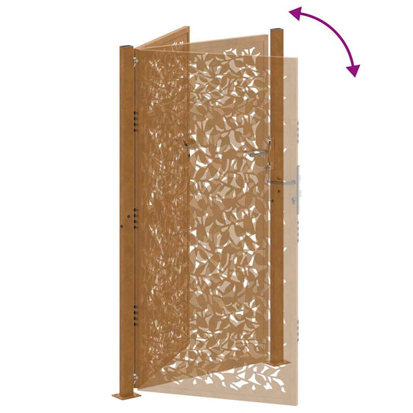 Gartentor 100x175 cm Stahl Blattdesign