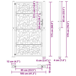 Gartentor 100x175 cm Stahl Blattdesign