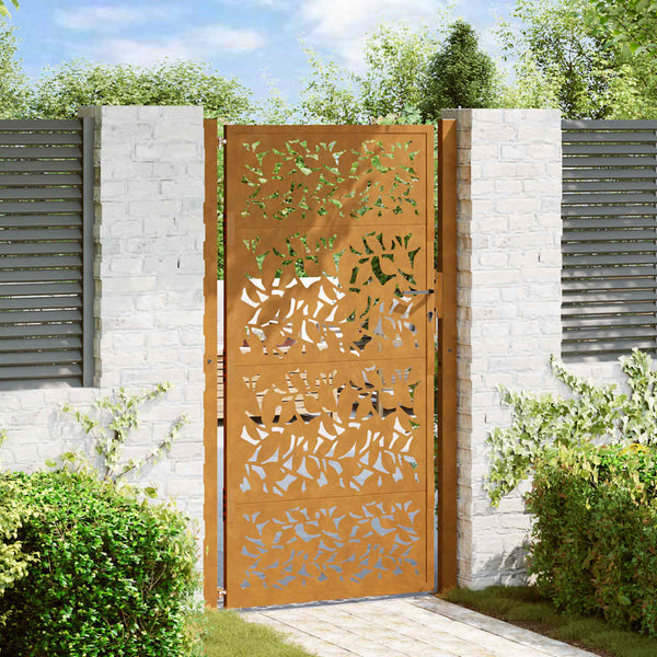Gartentor 100x175 cm Stahl Blattdesign