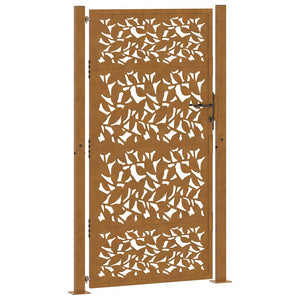 Gartentor 100x200 cm Stahl Blattdesign