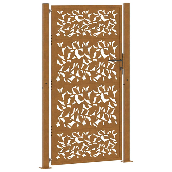 Gartentor 100x200 cm Stahl Blattdesign