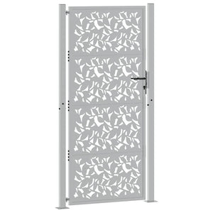 Gartentor 100x200 cm Stahl Blattdesign