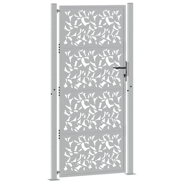 Gartentor 100x200 cm Stahl Blattdesign