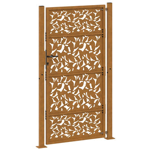Gartentor 100x200 cm Stahl Blattdesign