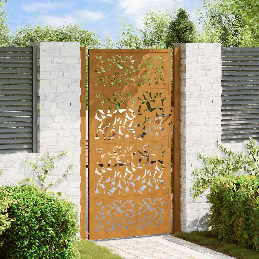 Gartentor 100x200 cm Stahl Blattdesign