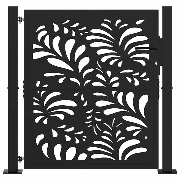 Gartentor Schwarz 100x100 cm Stahl Wellen-Design