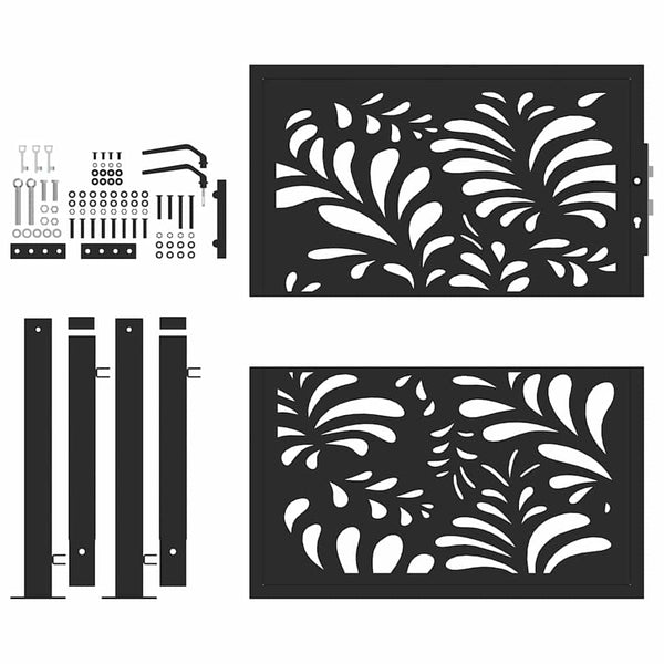 Gartentor Schwarz 100x100 cm Stahl Wellen-Design