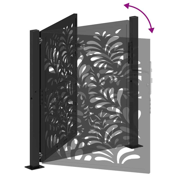 Gartentor Schwarz 100x100 cm Stahl Wellen-Design