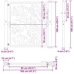 Gartentor Schwarz 100x100 cm Stahl Wellen-Design