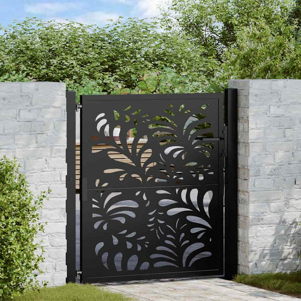 Gartentor Schwarz 100x100 cm Stahl Wellen-Design