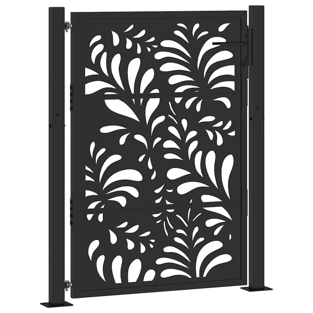 Gartentor Schwarz 100x125 cm Stahl Wellendesign