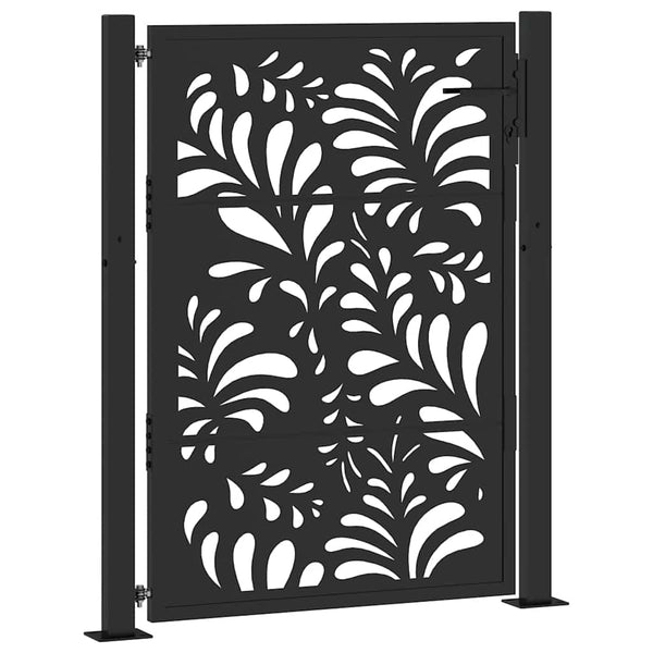 Gartentor Schwarz 100x125 cm Stahl Wellendesign