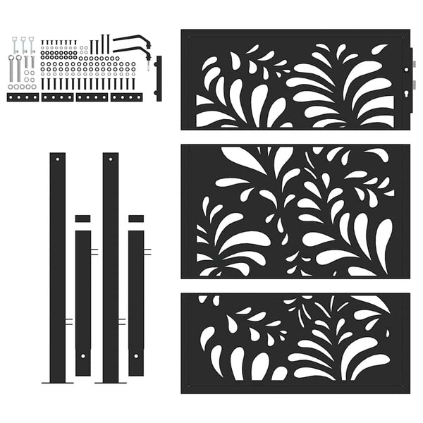 Gartentor Schwarz 100x125 cm Stahl Wellendesign