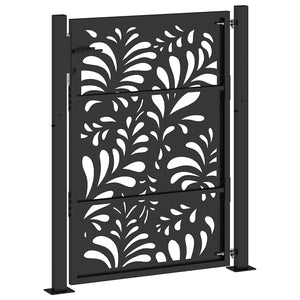 Gartentor Schwarz 100x125 cm Stahl Wellendesign