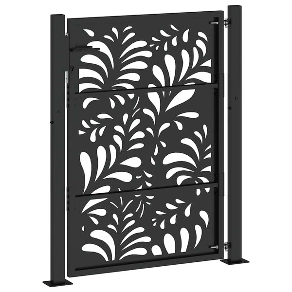 Gartentor Schwarz 100x125 cm Stahl Wellendesign