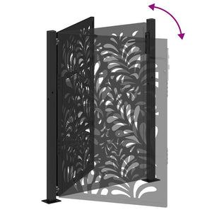 Gartentor Schwarz 100x125 cm Stahl Wellendesign