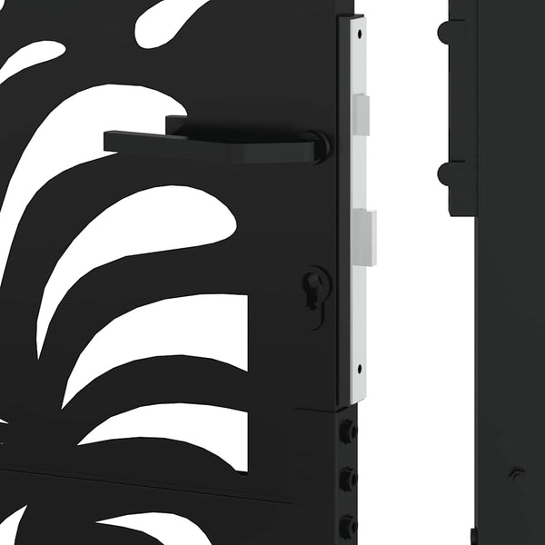 Gartentor Schwarz 100x125 cm Stahl Wellendesign