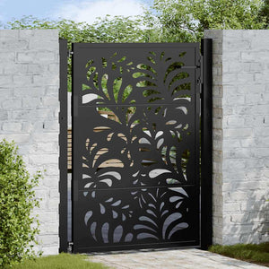 Gartentor Schwarz 100x125 cm Stahl Wellendesign