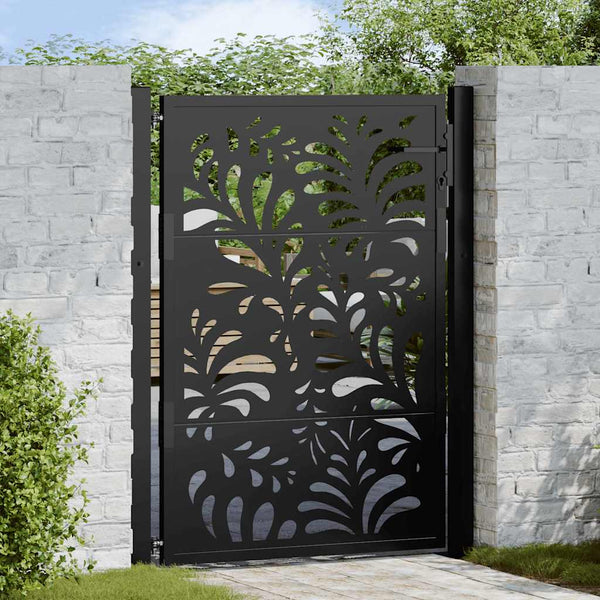 Gartentor Schwarz 100x125 cm Stahl Wellendesign