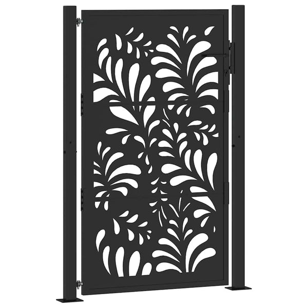 Schwarzes Gartentor 100x150 cm Stahl Wellendesign