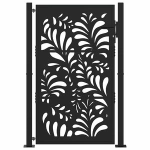 Schwarzes Gartentor 100x150 cm Stahl Wellendesign