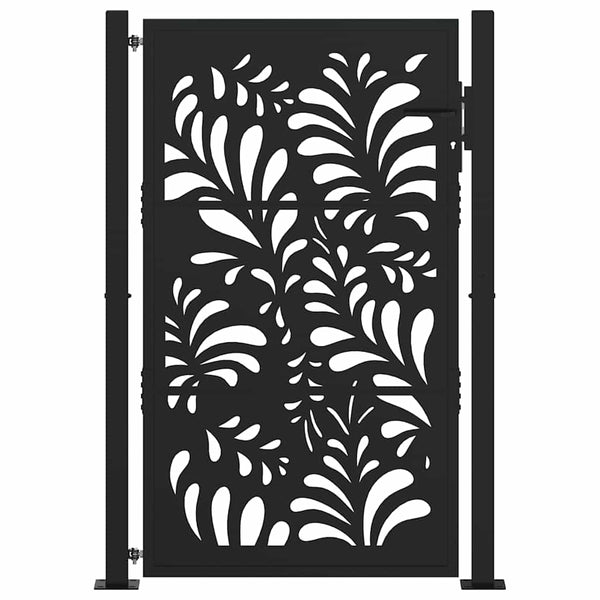 Schwarzes Gartentor 100x150 cm Stahl Wellendesign