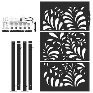 Schwarzes Gartentor 100x150 cm Stahl Wellendesign