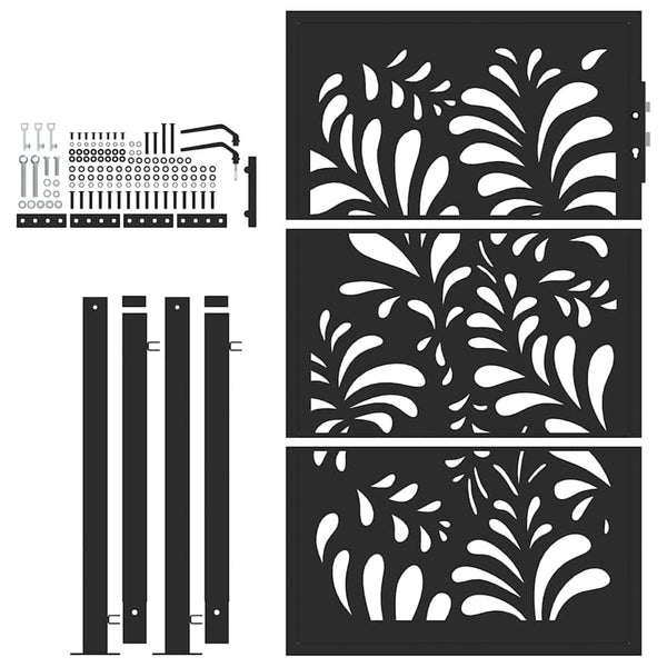 Schwarzes Gartentor 100x150 cm Stahl Wellendesign
