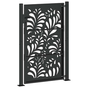 Schwarzes Gartentor 100x150 cm Stahl Wellendesign