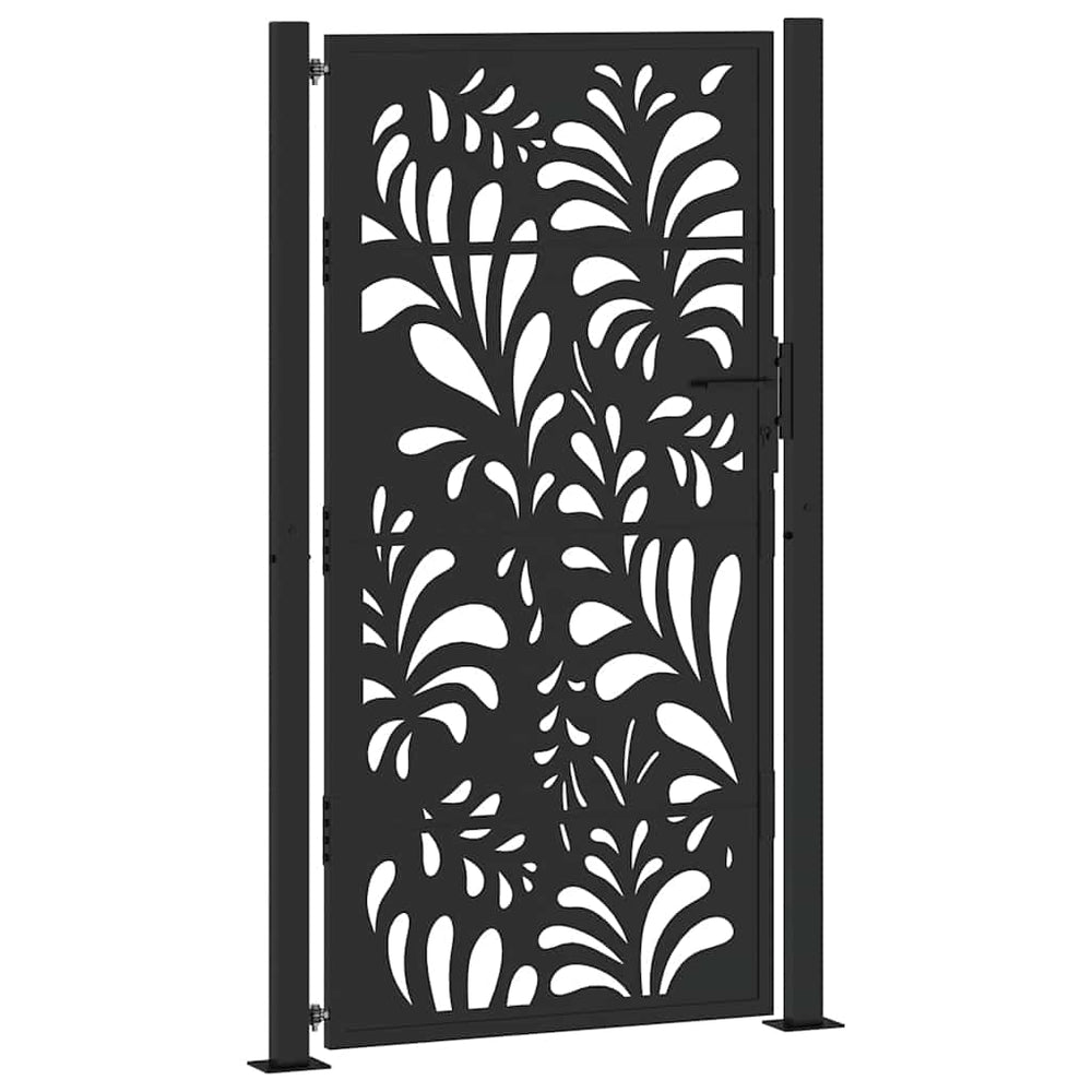 Schwarzes Gartentor 100x175 cm Stahl Wellendesign