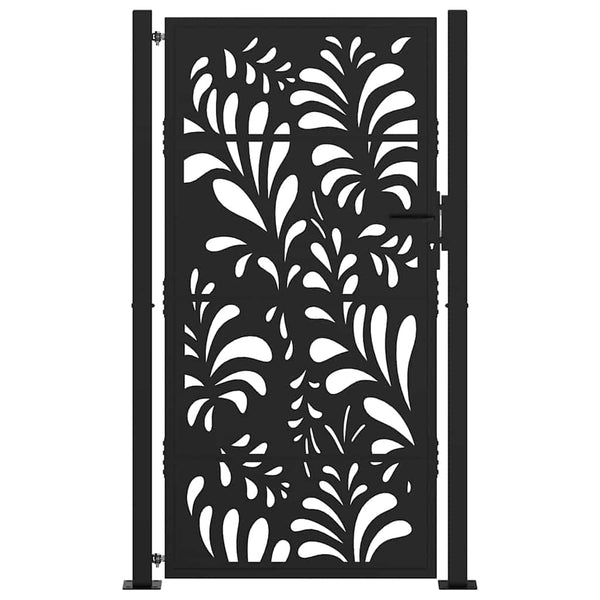 Schwarzes Gartentor 100x175 cm Stahl Wellendesign