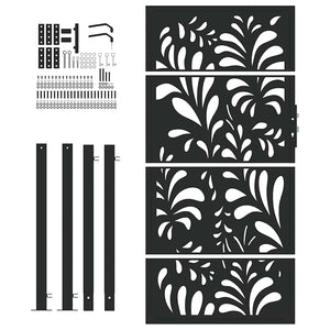 Schwarzes Gartentor 100x175 cm Stahl Wellendesign