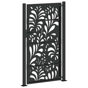 Schwarzes Gartentor 100x175 cm Stahl Wellendesign