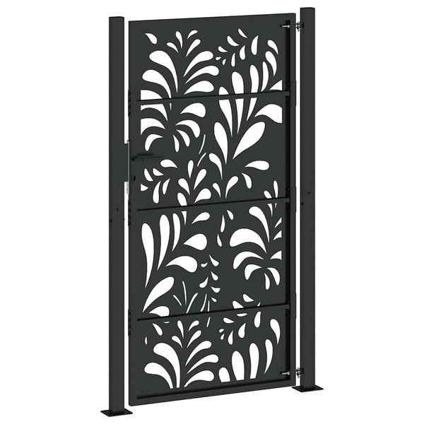 Schwarzes Gartentor 100x175 cm Stahl Wellendesign