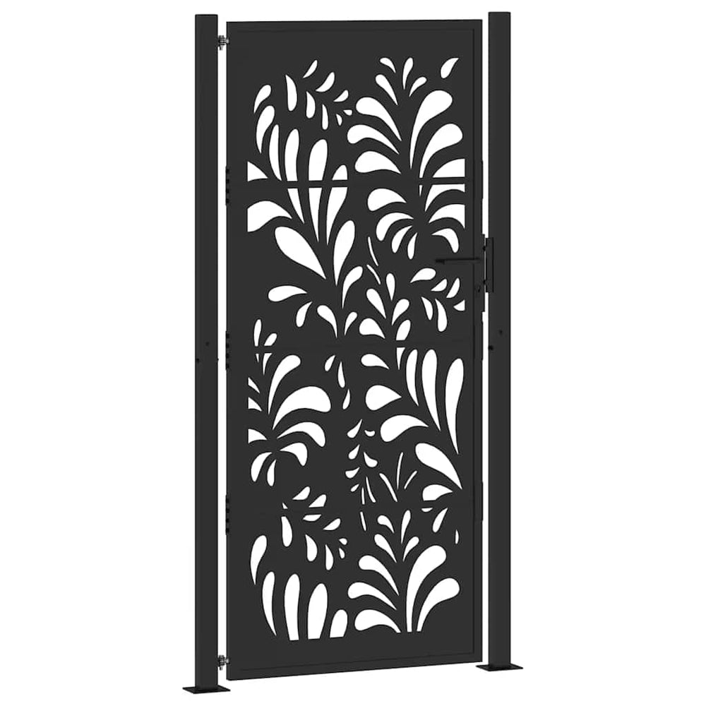Schwarzes Gartentor Stahl Wellendesign 100x200 cm