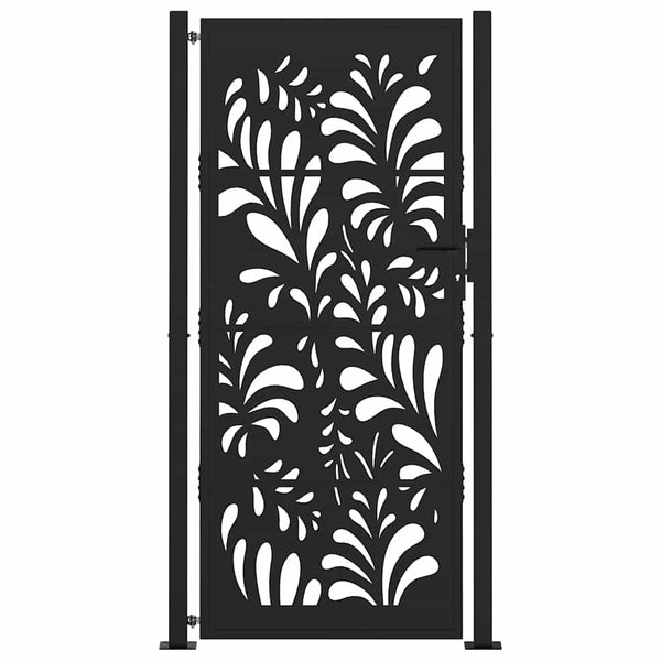 Schwarzes Gartentor Stahl Wellendesign 100x200 cm