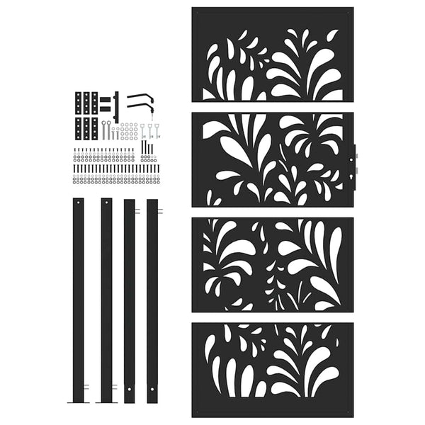 Schwarzes Gartentor Stahl Wellendesign 100x200 cm